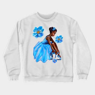 Dance Ballet blue flowers Queen Black is beautiful African American Ballerina Dancer Dancing Crewneck Sweatshirt